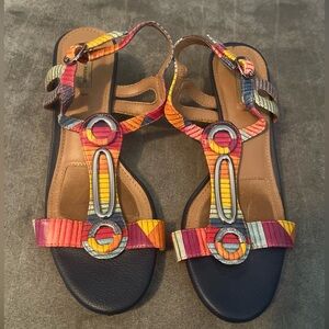 Alex Marie Multicolor Strappy T‑Bar Sandals